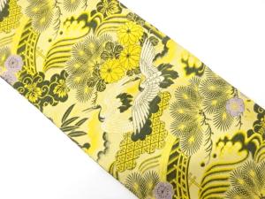 アンティーク　鶴に橋・松竹梅・菊模様織り出し丸帯（着用可）